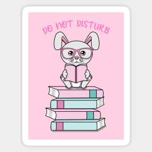 Do not disturb, cute rabbit reading Magnet